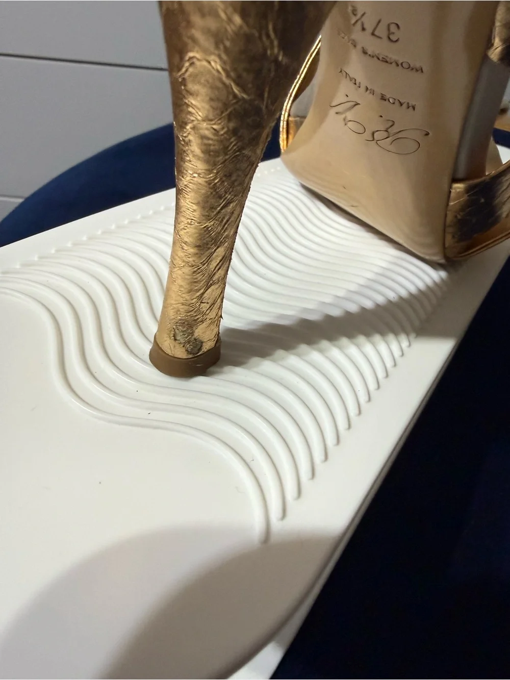 Roger Vivier Gold and Cream Strappy Platform Sandals
